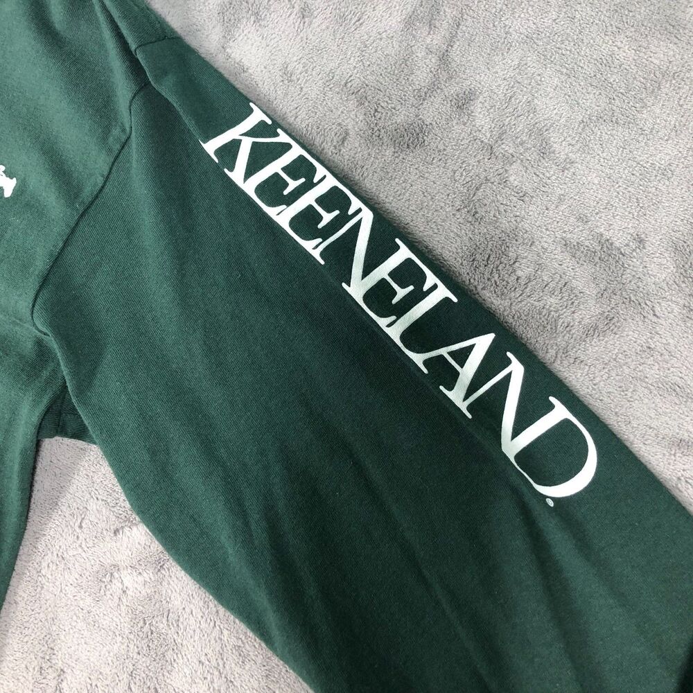 Keeneland Racetrack Tshirt Unisex Green Small Long Sleeve Spellout Horse Racing - Picture 2 of 8